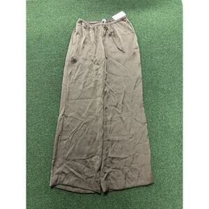 A NEW DAY SIZE XS LINEN BLEND WIDE LEG PANTS DRAWSTRING 4 POCKETS NATURAL COLOR